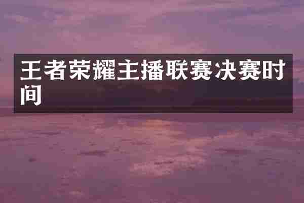 王者荣耀主播联赛决赛时间