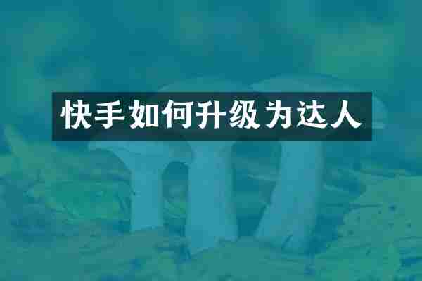 快手如何升级为达人