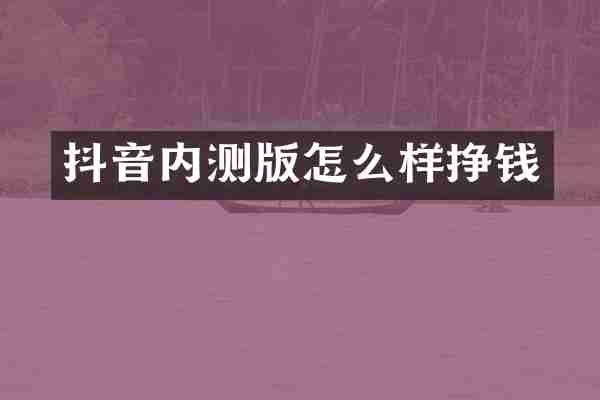 抖音内测版怎么样挣钱