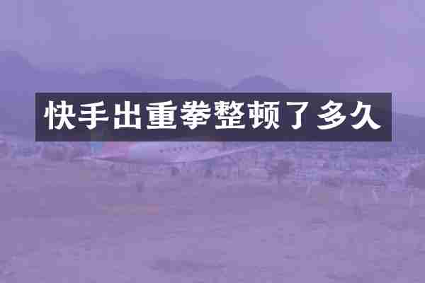 快手出重拳整顿了多久