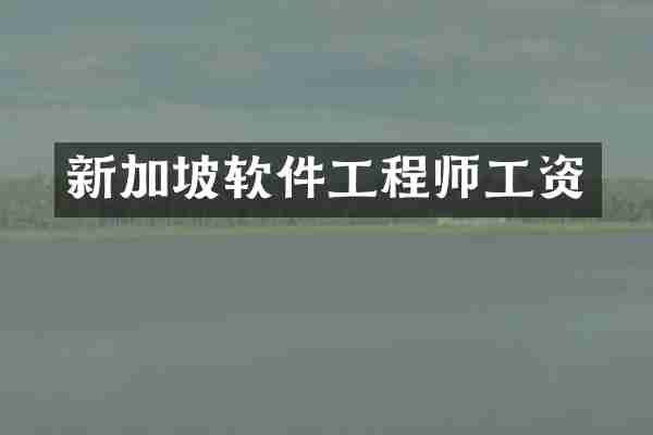 新加坡软件工程师工资