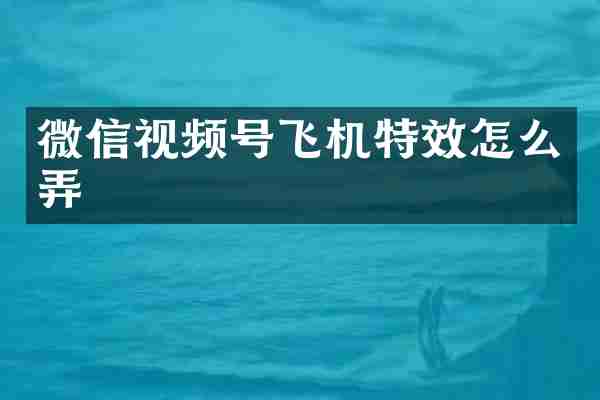 微信视频号飞机特效怎么弄