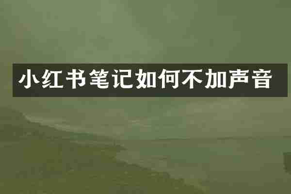 小红书笔记如何不加声音