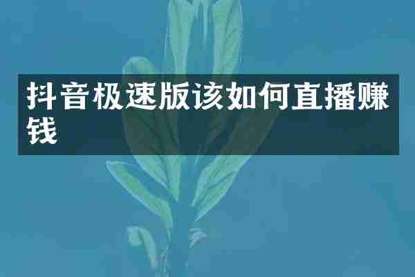 抖音极速版该如何直播赚钱
