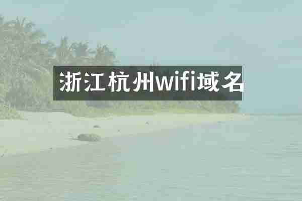 浙江杭州wifi域名