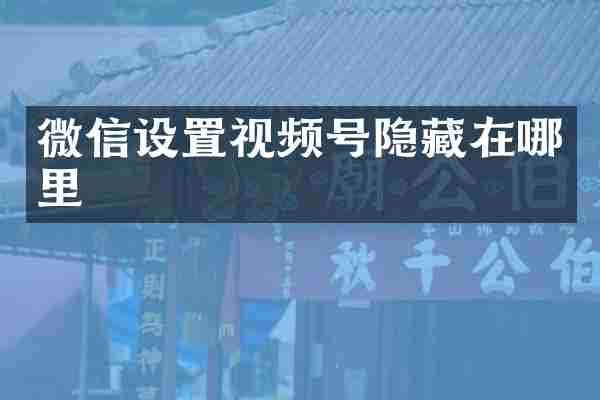 微信设置视频号隐藏在哪里