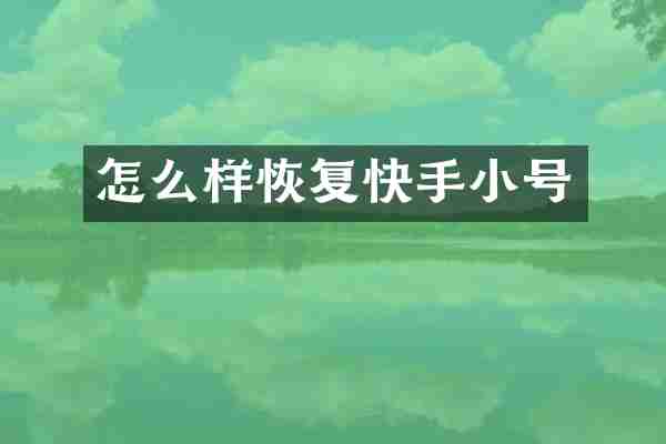 怎么样恢复快手小号