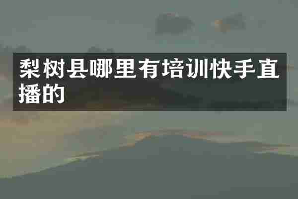 梨树县哪里有培训快手直播的