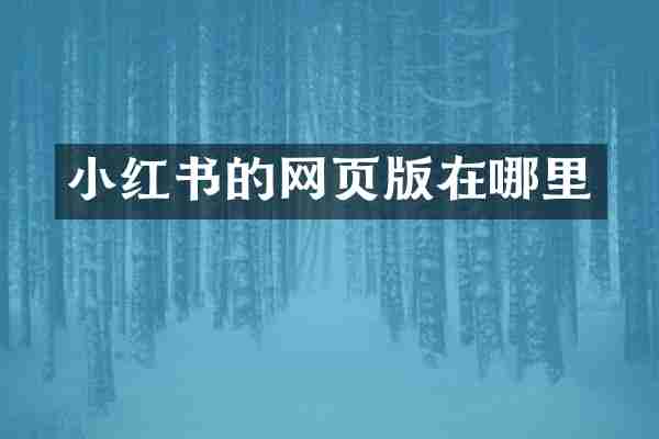 小红书的网页版在哪里