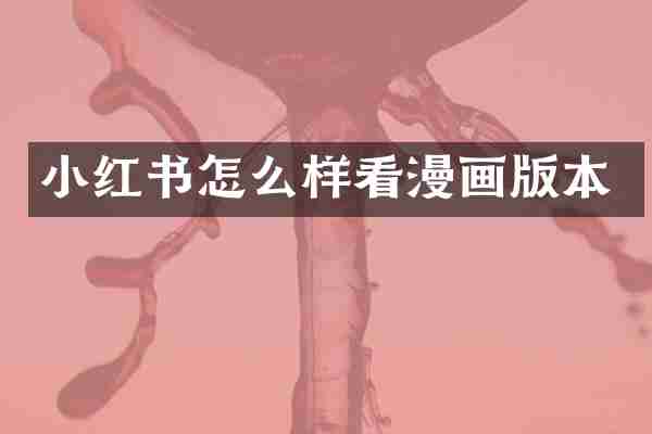 小红书怎么样看漫画版本