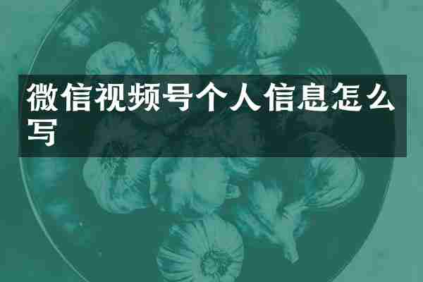 微信视频号个人信息怎么写