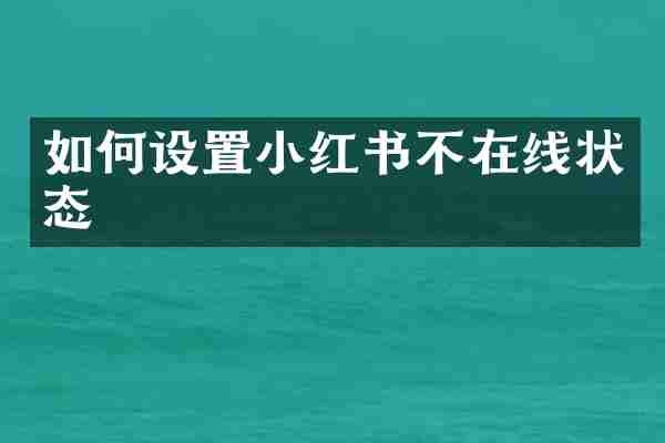 如何设置小红书不在线状态