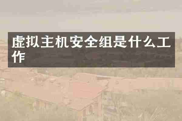 虚拟主机安全组是什么工作