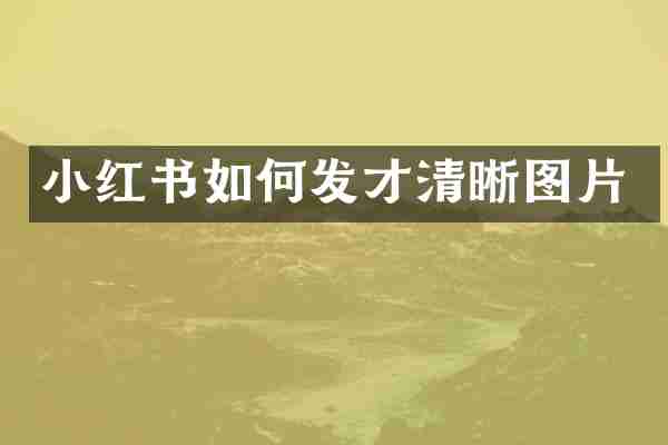 小红书如何发才清晰图片
