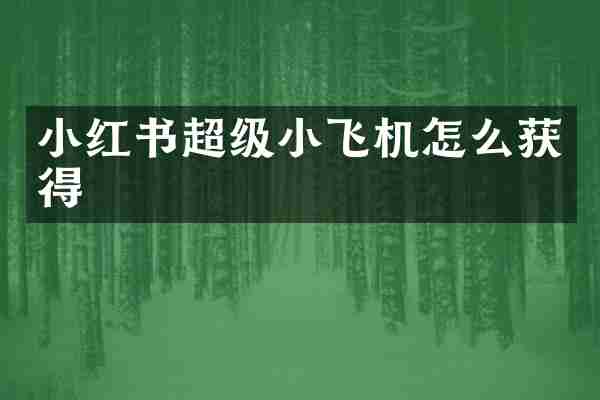 小红书超级小飞机怎么获得