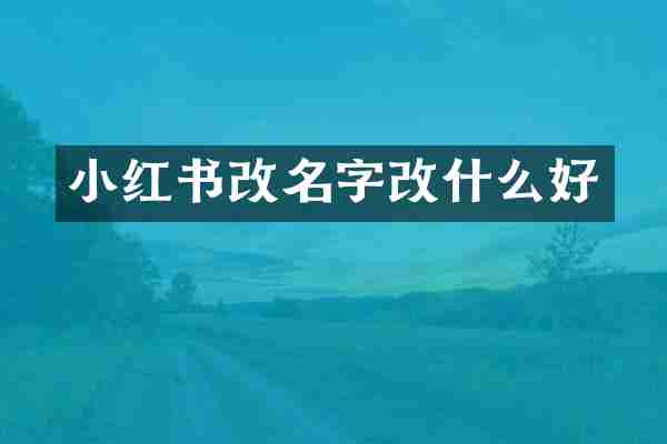 小红书改名字改什么好