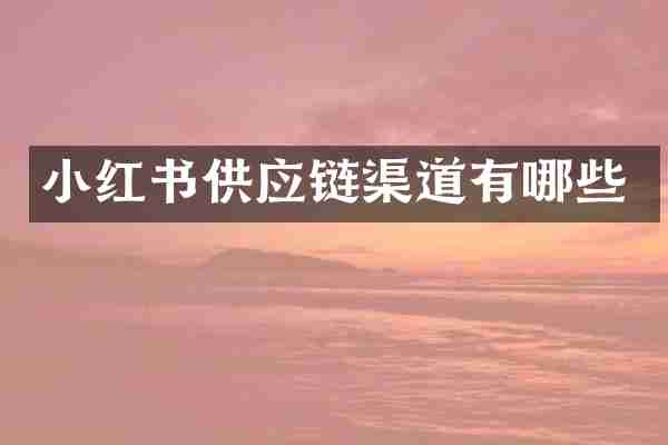 小红书供应链渠道有哪些