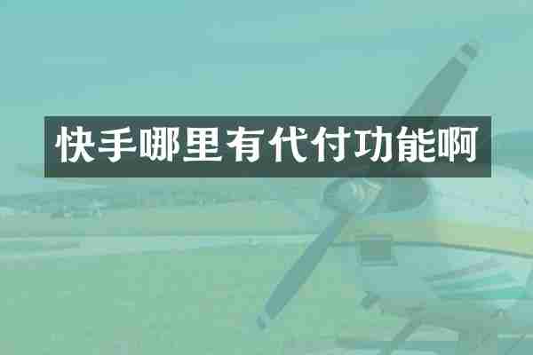 快手哪里有代付功能啊