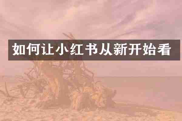 如何让小红书从新开始看