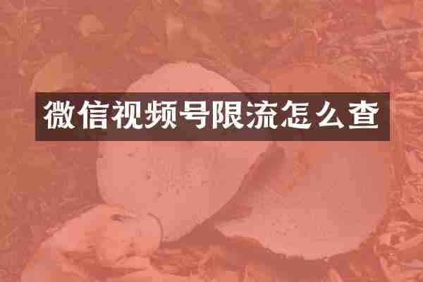 微信视频号限流怎么查