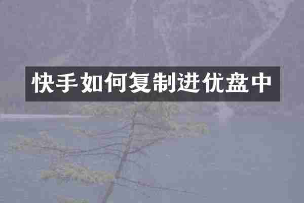 快手如何复制进优盘中