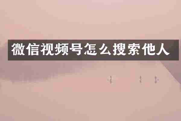 微信视频号怎么搜索他人