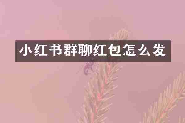 小红书群聊红包怎么发