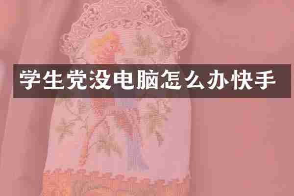 学生党没电脑怎么办快手