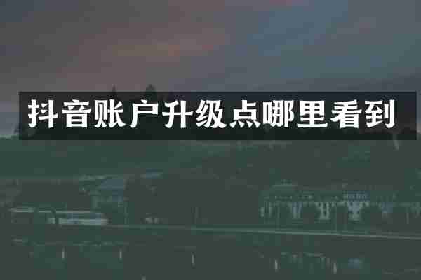 抖音账户升级点哪里看到