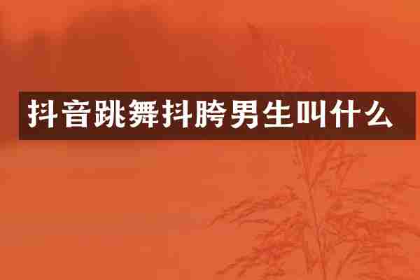 抖音跳舞抖胯男生叫什么