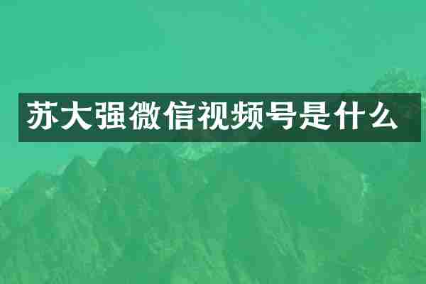 苏大强微信视频号是什么