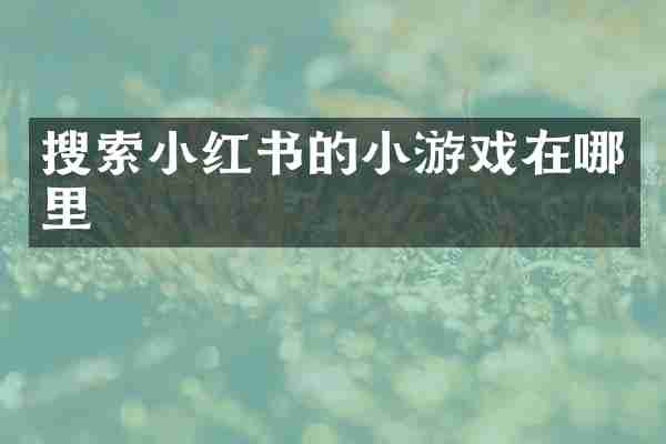 搜索小红书的小游戏在哪里