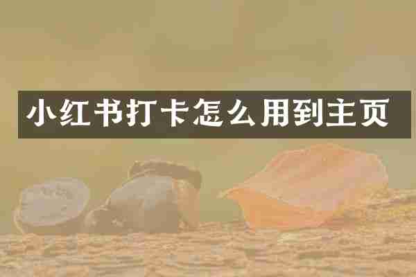 小红书打卡怎么用到主页