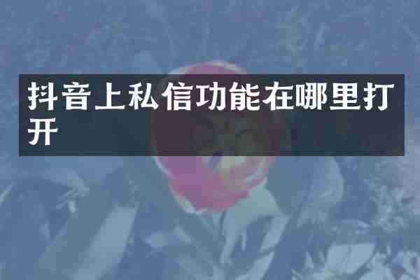 抖音上私信功能在哪里打开