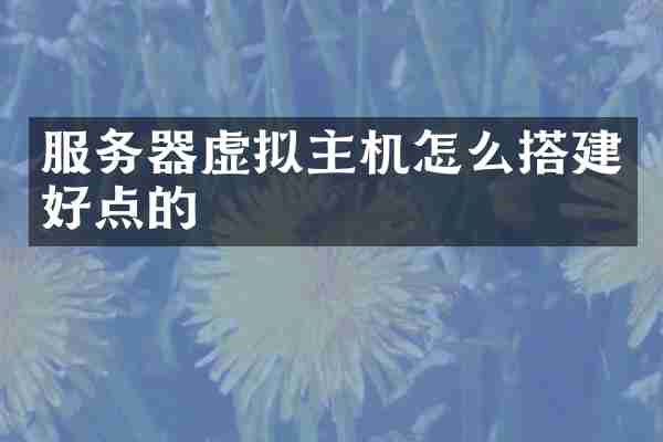 服务器虚拟主机怎么搭建好点的