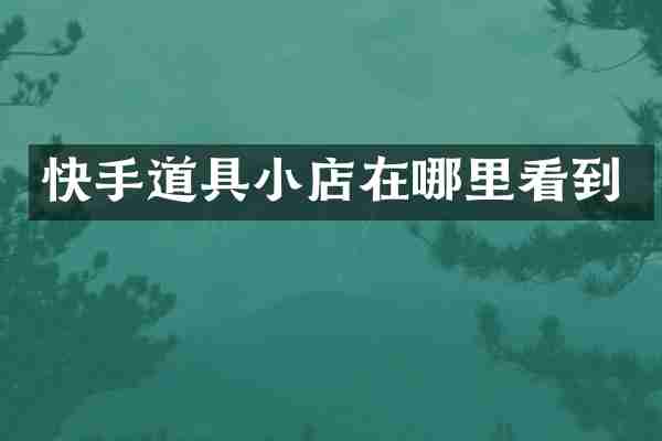 快手道具小店在哪里看到
