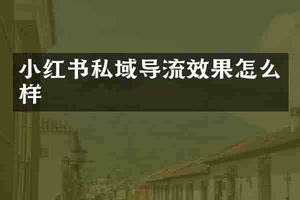 小红书私域导流效果怎么样