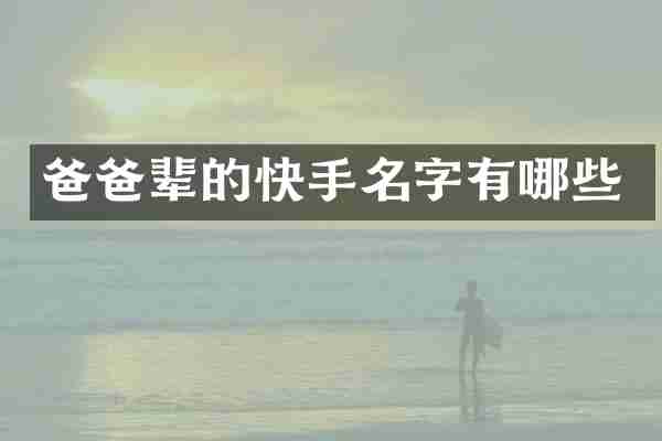 爸爸辈的快手名字有哪些