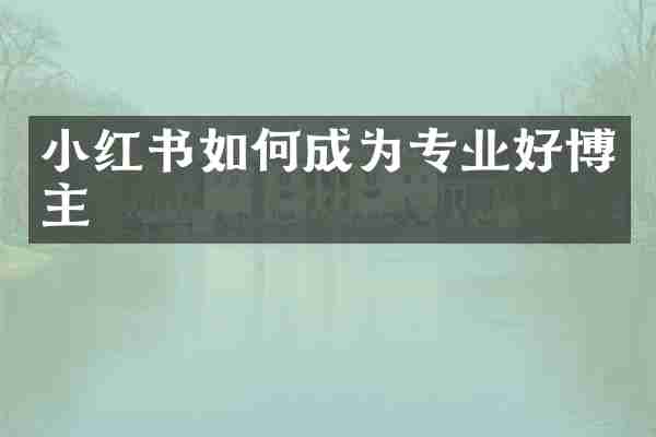 小红书如何成为专业好博主