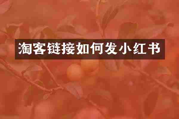 淘客链接如何发小红书