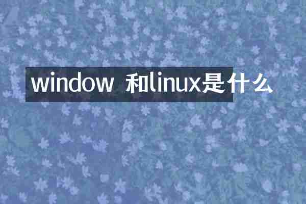 window 和linux是什么