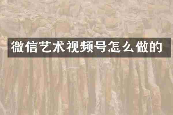 微信艺术视频号怎么做的