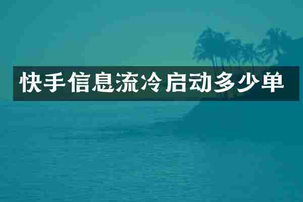 快手信息流冷启动多少单