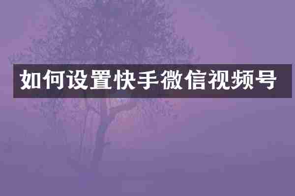 如何设置快手微信视频号