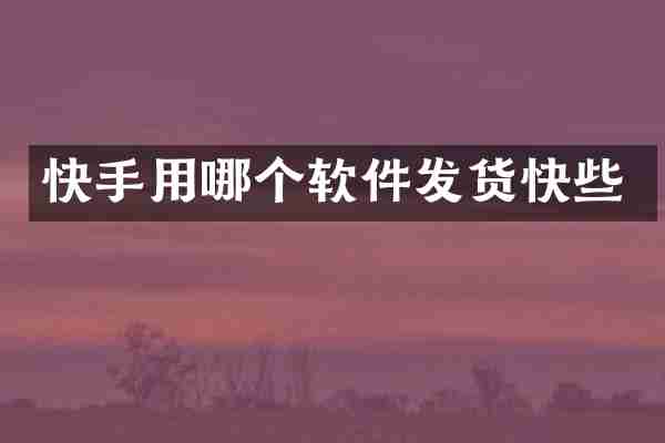 快手用哪个软件发货快些