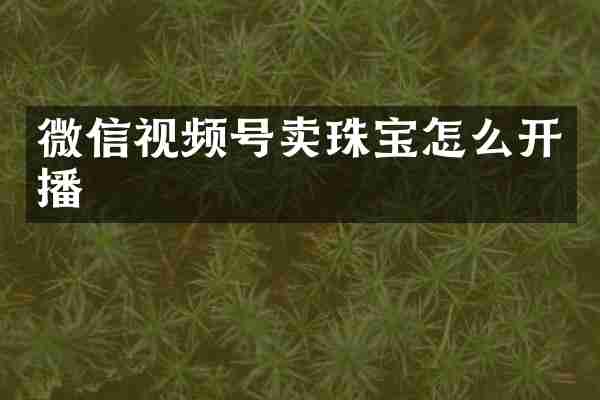 微信视频号卖珠宝怎么开播