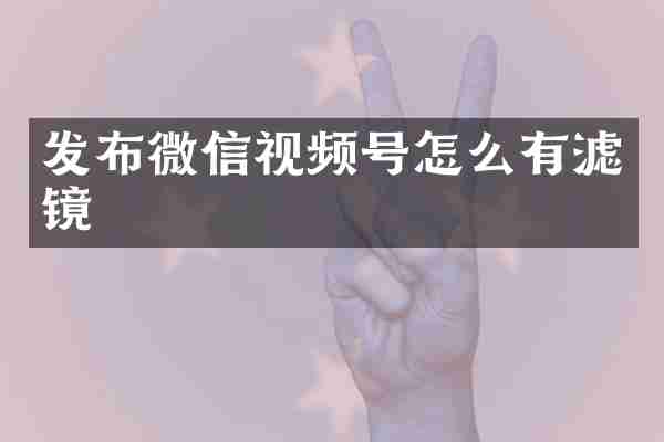发布微信视频号怎么有滤镜