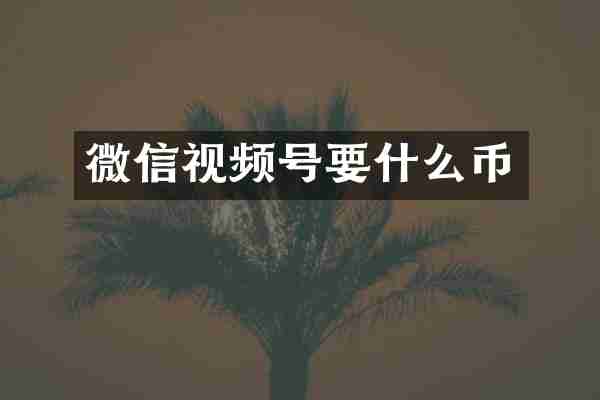 微信视频号要什么币