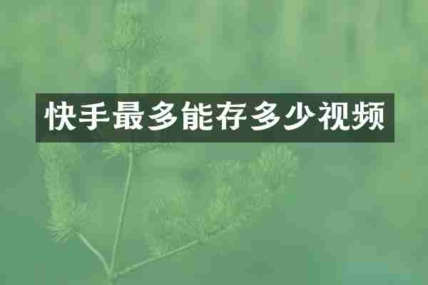 快手最多能存多少视频