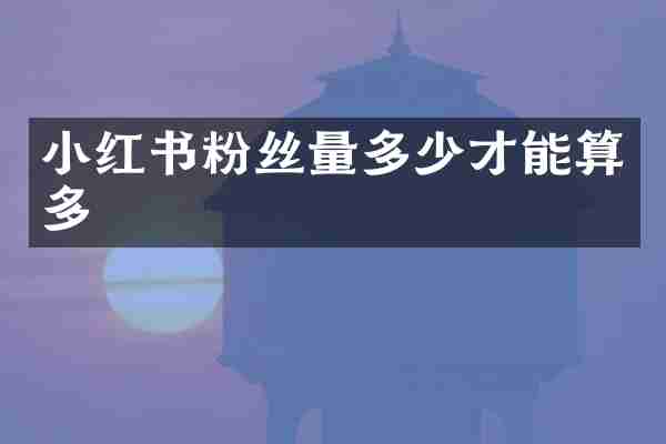 小红书粉丝量多少才能算多